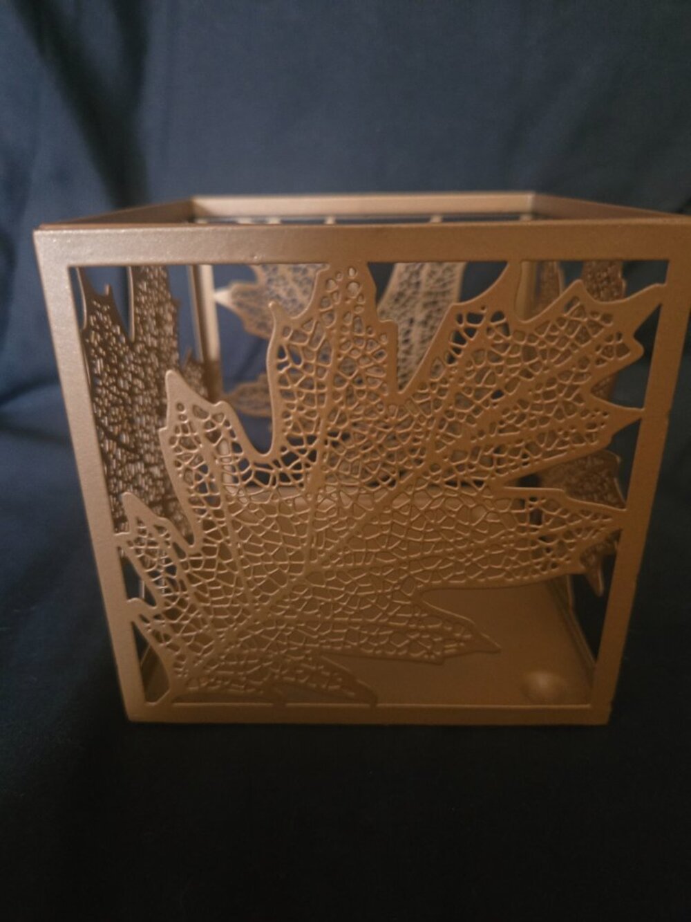 Yankee Candle Lacy Leaves Candle Holder NWT 4" Metal Fall Autumn Decor - Picture 2 of 6